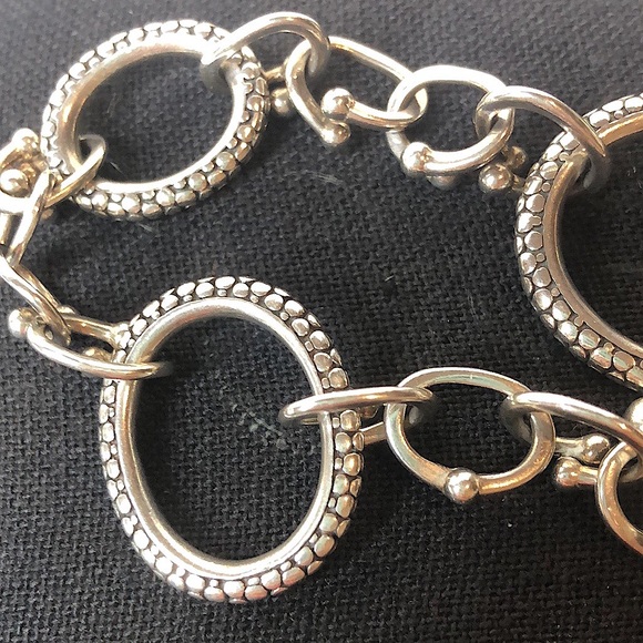 MICHAEL DAWKINS Sterling Silver Caviar Starry Night Link Toggle Necklace 18” - Picture 8 of 10